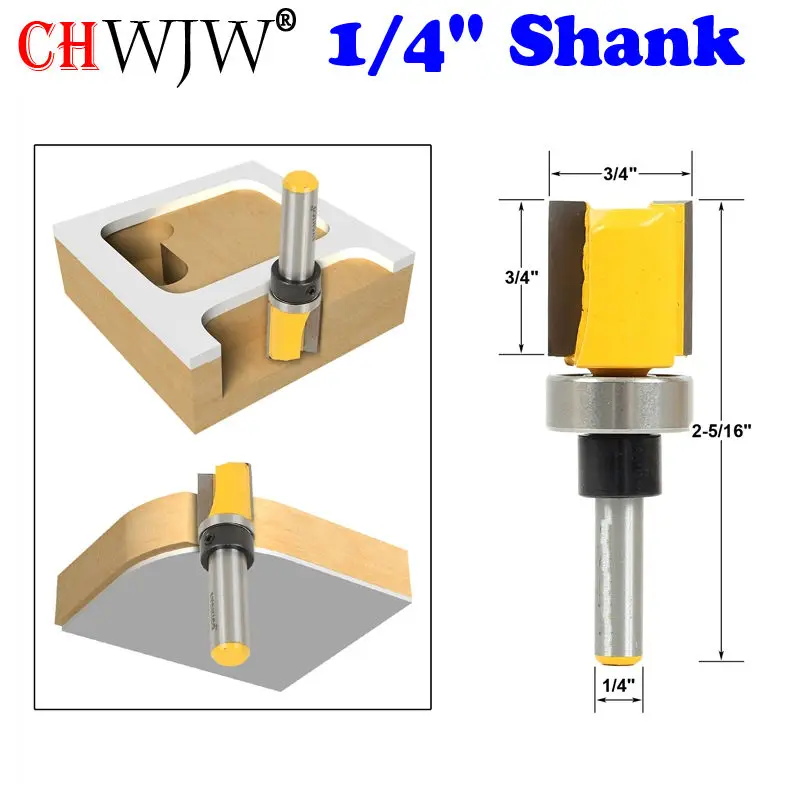

1pc Template/ Patttern Router Bit - 3/4"W X 3/4"L -1/4" Shank Woodworking cutter Tenon Cutter for Woodworking Tools