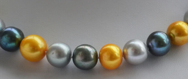 

A P4598 AAA++ 17" 14mm ROUND GRAY GOLDEN BLACK FW cultured PEARL NECKLACE