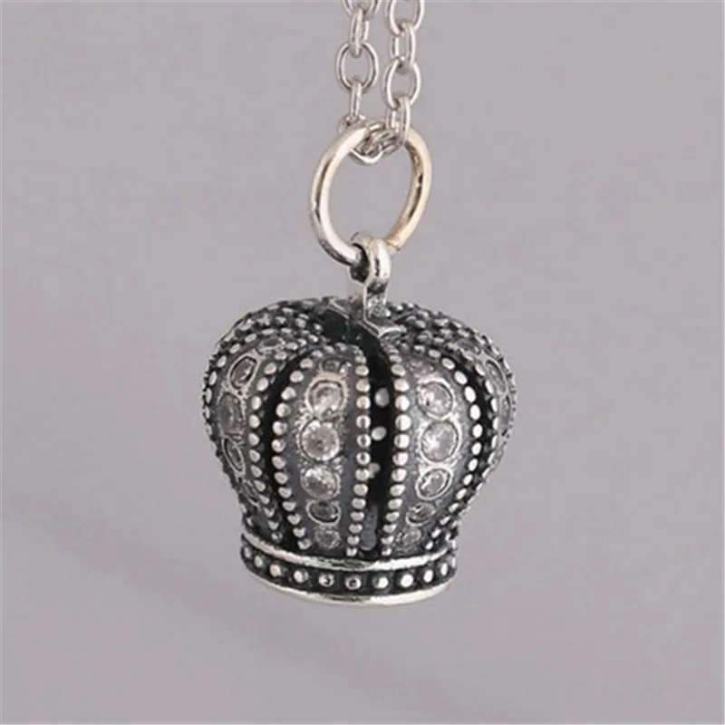 

Trendy 925 Sterling Silver Charm Vintage Crown Necklace Pendant Fit Original Pandora Bracelets Bangles Women DIY Jewelry Gift