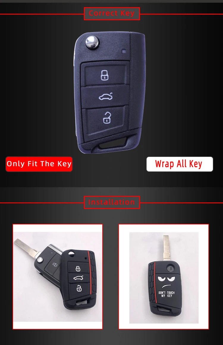 Чехол для ключей Xinyuexin Dont Touch My Key 3 кнопки для VW Golf 7 MK7 Seat 3 Ibiza 4 Arona Ateca Skoda Octavia