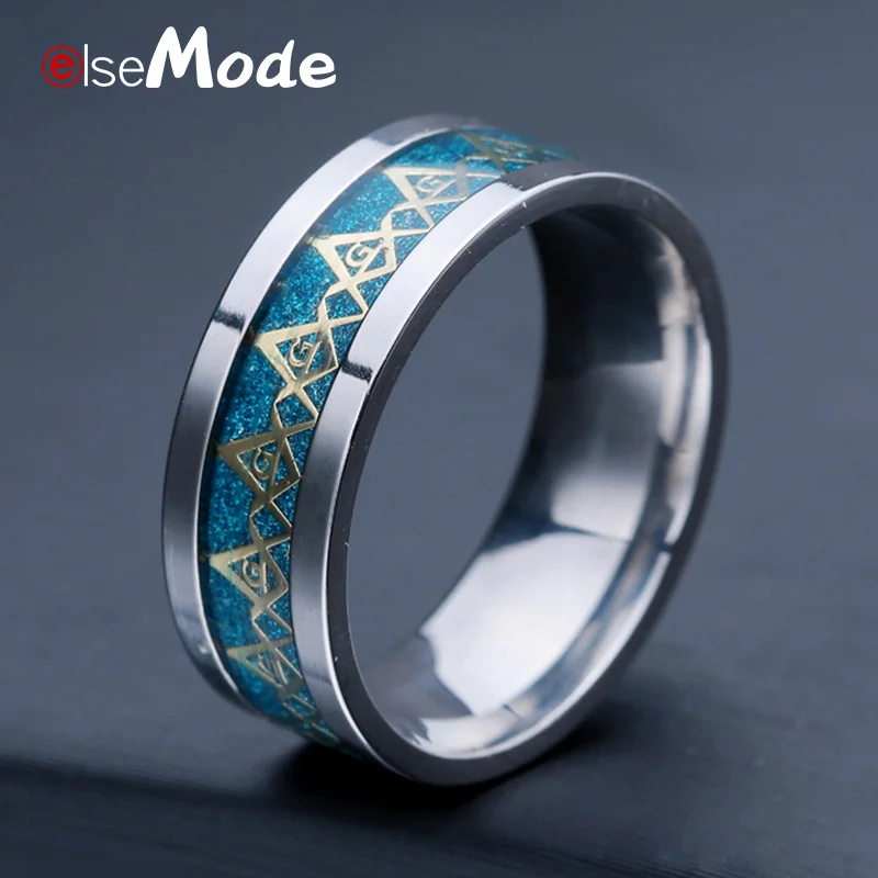 ELSEMODE модные масонские кольца из нержавеющей стали 316L ширина 8 мм для мужчин и