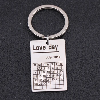 

Customize Calendar Private Keychain Couple For Birthday Baby Bron Day Souvenir Key Holder Love Days Key Fob Jewelry Gift