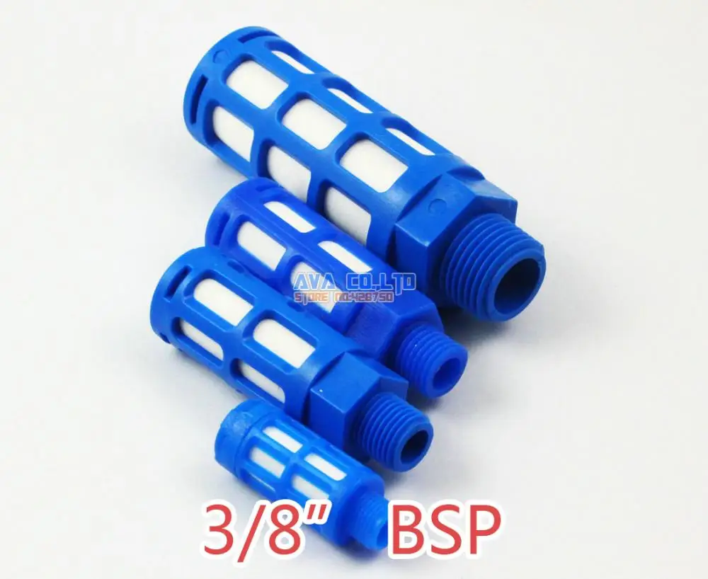 10 Pieces 3/8" BSP Pneumatic Plastic Silencer Noise Reduce Muffler Fitting Black 
