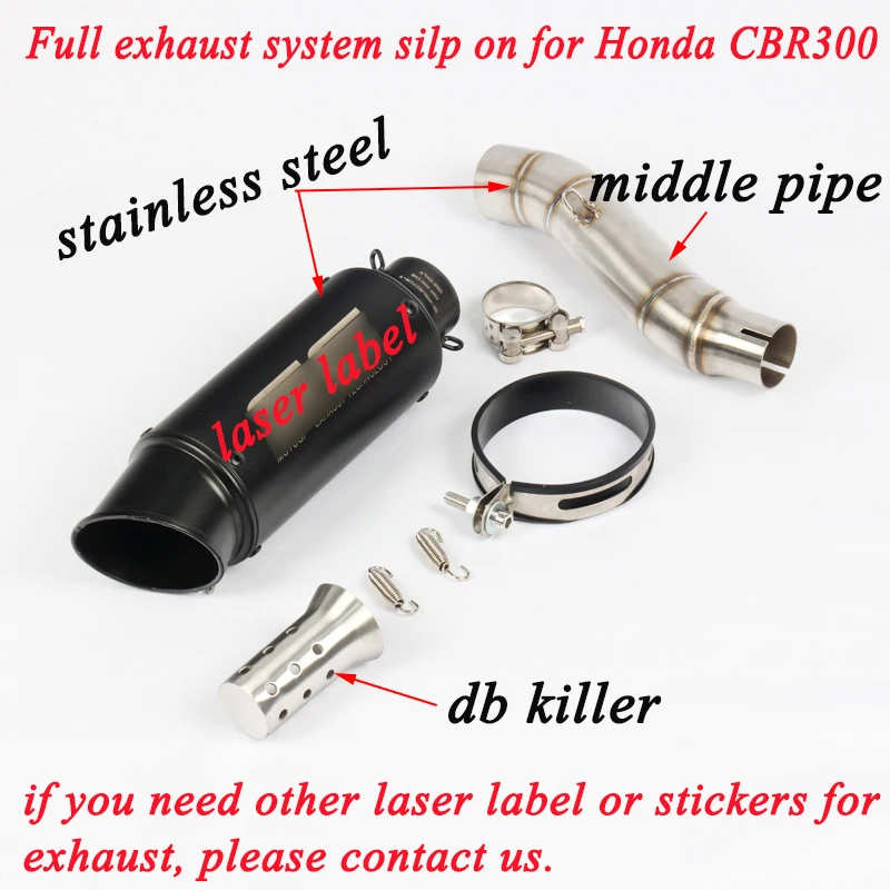 

For Honda CBR300 CB300R CB300F Motorcycle Stainless Steel Middle link Tubes System With Exhaust Muffler Pipe DB Killer