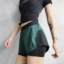 Женские спортивные шорты летние пляжные шорты для бега Двухслойное предохранительное приспособление для тренажерного зала Короткие штаны для фитнеса одежда для йоги шорты спортивная одежда