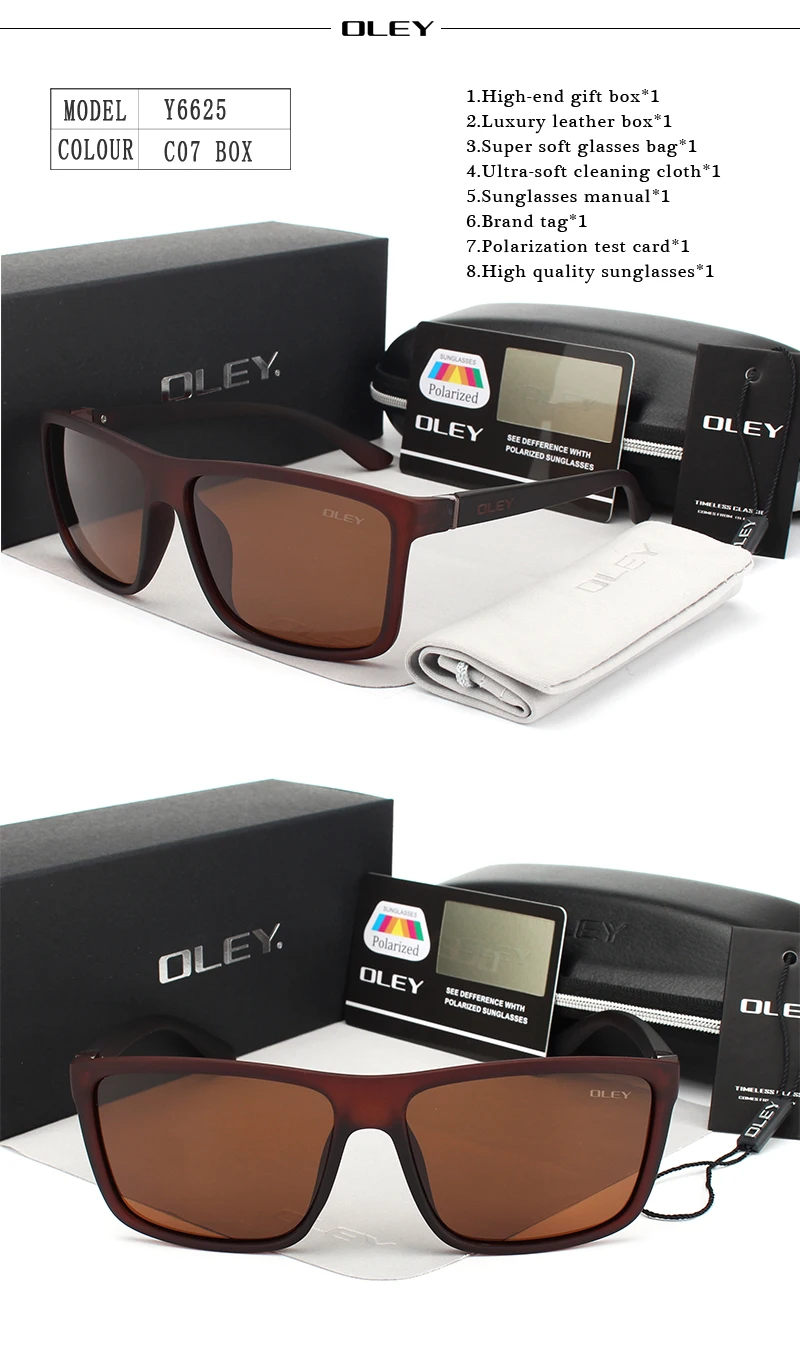 OLEY-Polarized Sunglasses for Men, Retro Square Sun Glasses