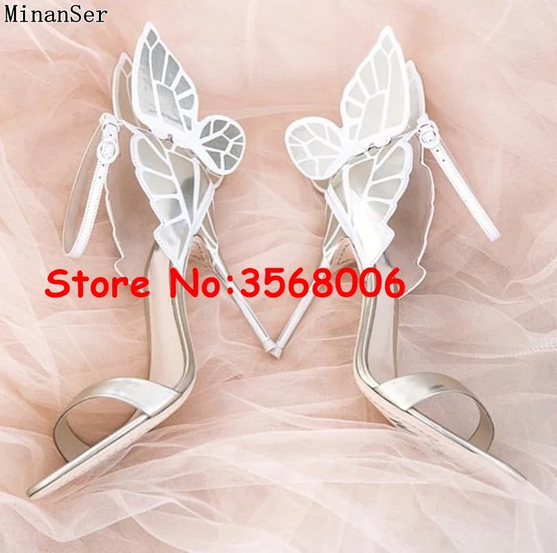 Wholesale amazing multi-color 3D butterfly open toe thin heels sandals wedding party bridal shoes sexy ankle wrap stiletto heels - Color: picture 10