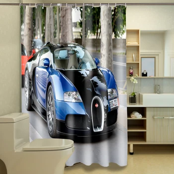 

Customize 3D Shower Curtains Super Sports Car Pattern Waterproof Fabric Bathroom Curtain Washable Bath Curtain Bathroom Products