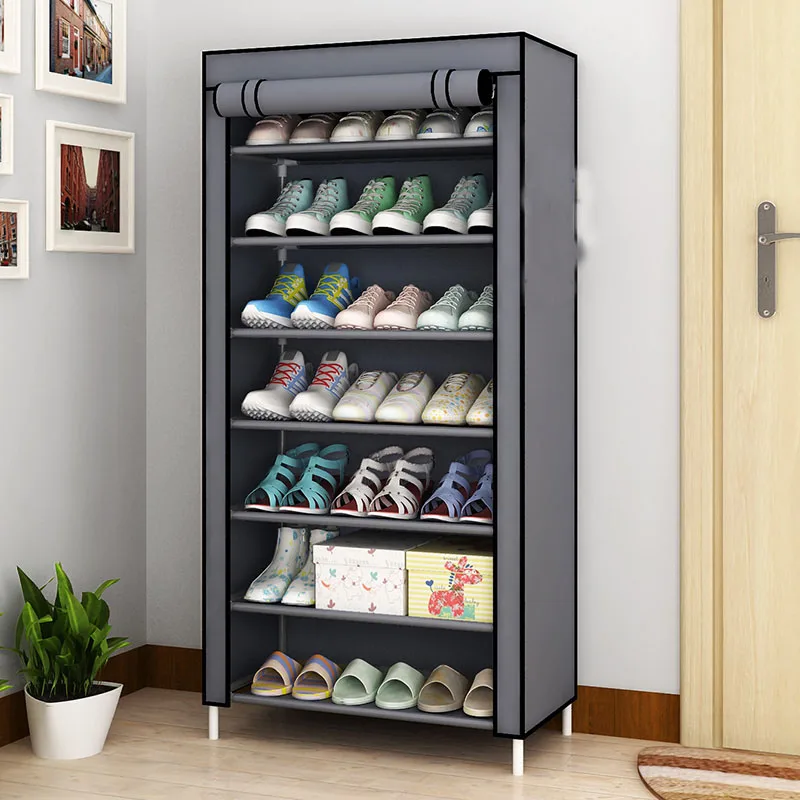 7 Tier Shoe Rack Canvas Fabric Shoe Rack Storage Cabinet ...