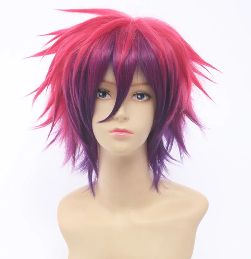 

No Game No Life Sora Cosplay Wig Multi-color Short Fluffy Layered Heat Resistant Synthetic Hair Cosplay Wigs + Wig Cap