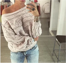 Elina women 2016 fashion Flowers Twisted dames kleding jerseis knitted sweter pull femme jumper long pullover sweaters