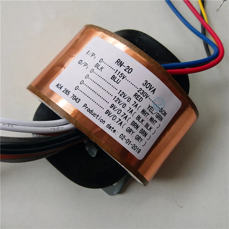 12V 0.7A 9V R сердечник трансформатор 115 230V 30VA с экранированным выходом для усилителя