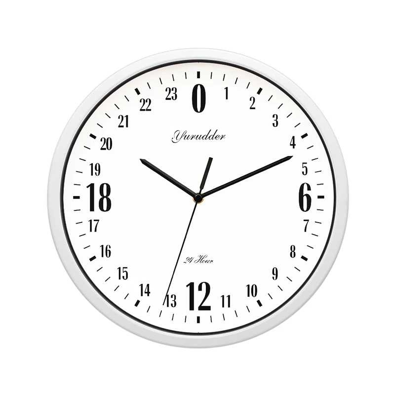 Новейший дизайн 24 часового циферблата 12 дюймов металлическая рамка современная мода декоративные круглые Настенные часы - Цвет: white frame