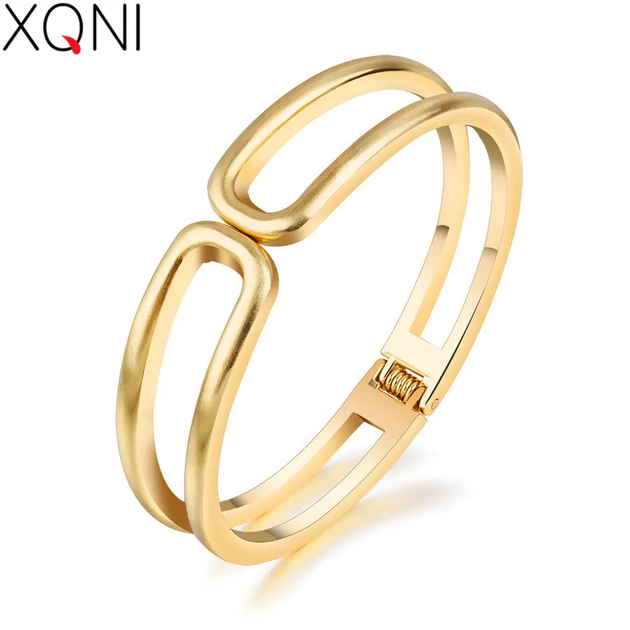

XQNI Hot Sale Alloy Plated Gold Color Hollow Wedding Open Bangle For Women Female Jewelry With Birthday Party Gift Accessories