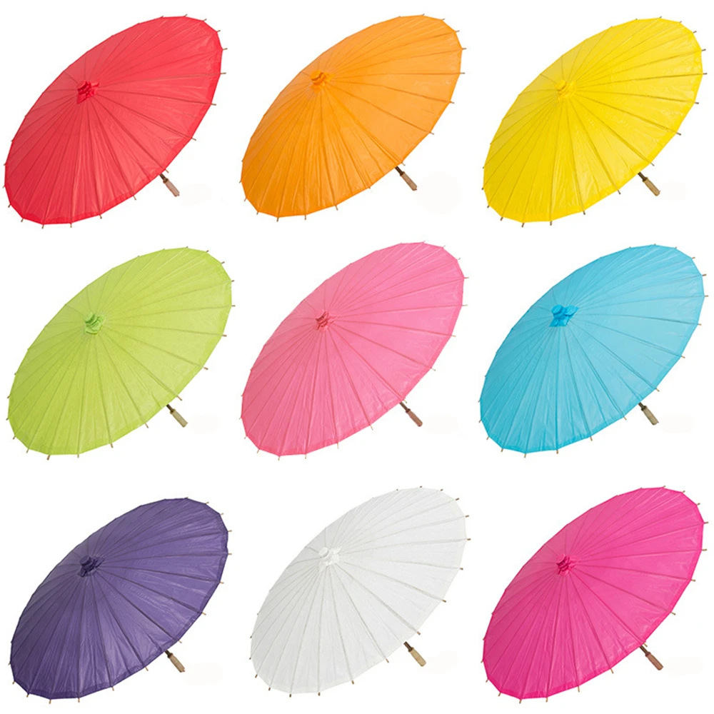 60pcs Bruiloft Decor Accessoires Papier Parasols Handgemaakte 33 ''/84cm Effen Kleur Papier Paraplu chinese Stijl|parasol sun|paper umbrellasun - AliExpress
