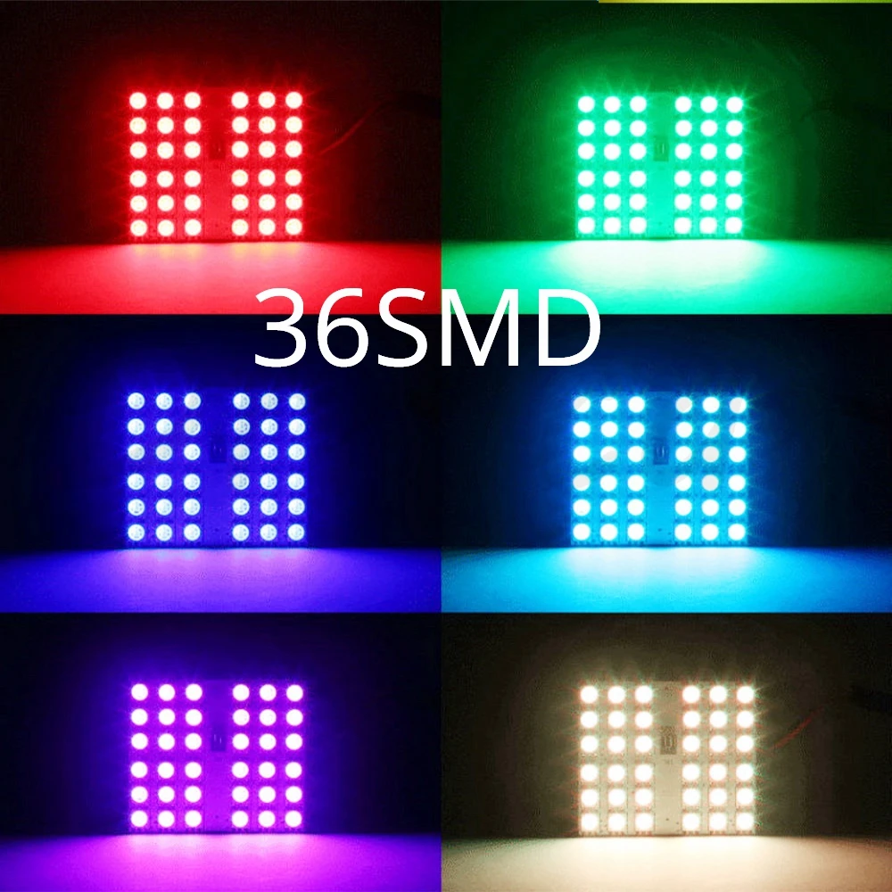 T10 RGB 5050 12SMD Автомобильный светодиодный пульт дистанционного управления Rgb Светодиодная панель для автомобиля интерьер Авто светильник s чтение купол фестон BA9S адаптер DC 12v светильник