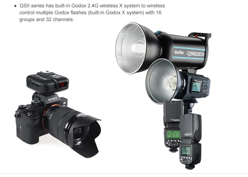 3x Godox QS400II/QS600II/QS800II/QS1200II 2,4G беспроводной X1T передатчик студийный стробоскоп вспышка светильник набор софтбокс светильник ing Kit