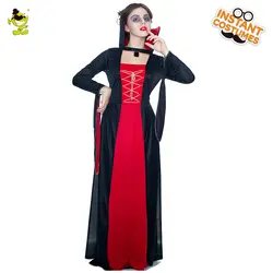 Для женщин Благородный Вампир Костюмы на Хэллоуин вечерние пышные Кровосос Косплэй Для женщин вампира сексуальное платье с довольно