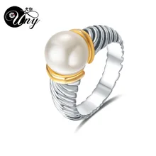 UNY кольцо женские винтажные антикварные кольца жемчужный закрученный провод кольца Дизайнерский Модный бренд Давид кольцо для рождественской вечеринки роскошный подарок