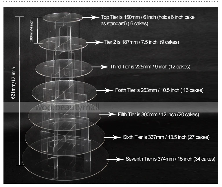  7 tier Round Circle Acrylic Party Cupcake & Wedding Muffin Cup Cake Stand Plate Kitchen Accessories - 33053071651