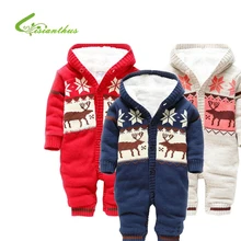 2017 Coton-rembourré Bébé de Barboteuse De Noël elk Garçon/Fille Salopette D’hiver Infantile Jacquard Corps Costume Livraison Gratuite Cadeau de noël