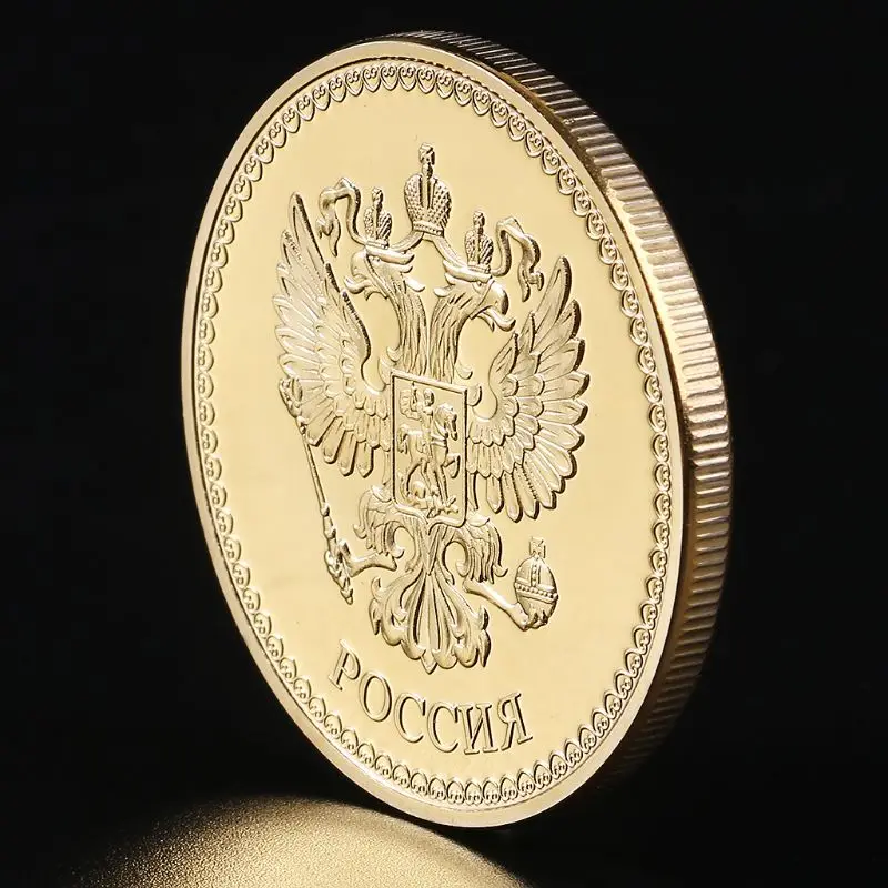 Памятная монета Петра I позолоченная сувенирная художественная коллекция