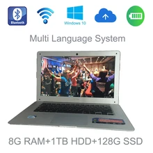 2017 14 inch windows 7/8/10 system multi language laptop PC 2.0GHz 8G ram 1TB HDD and 128G SSD built in camera for discounts