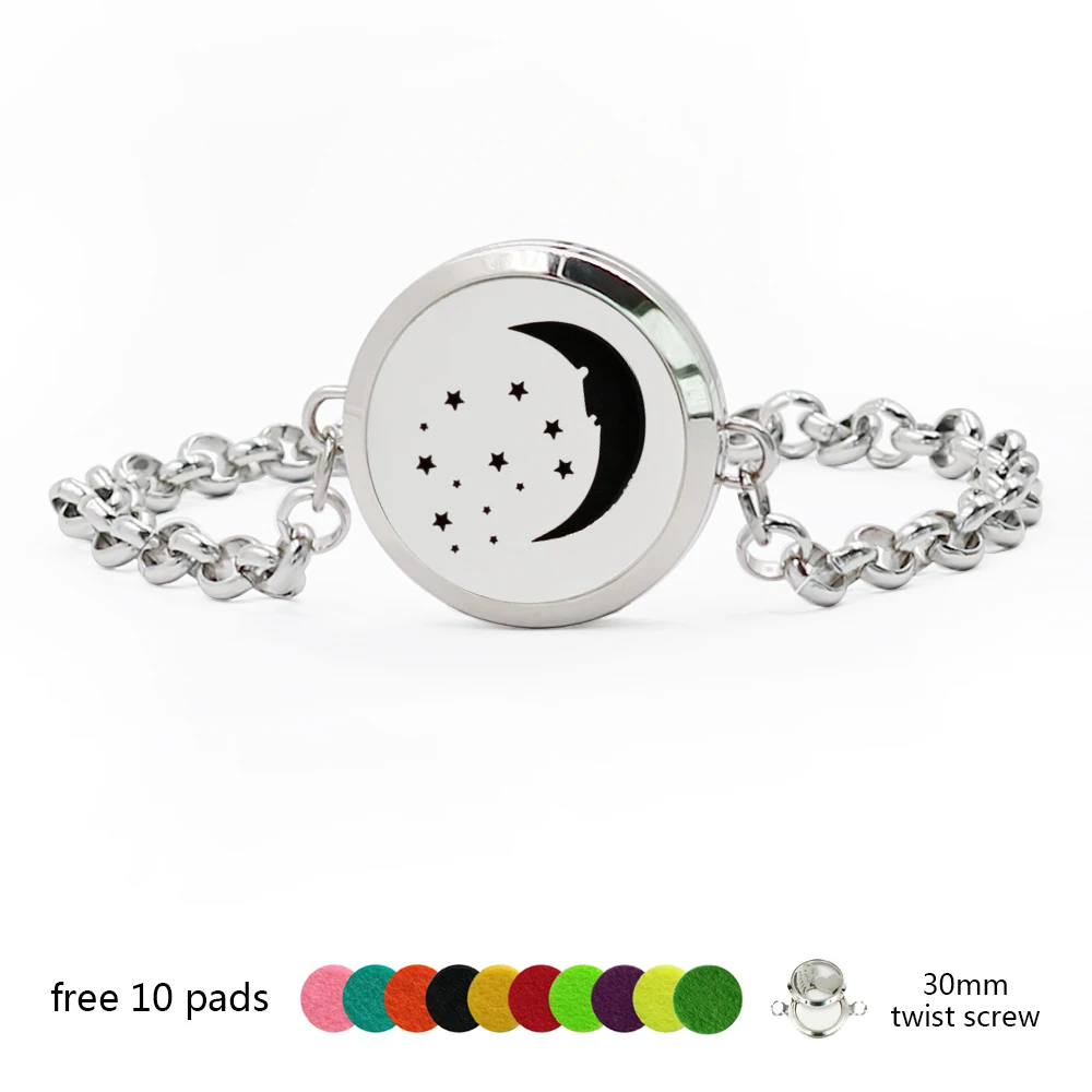 With 10 Free Pads 30mm Aromatherapy / Essential Oils 316L Stainless Steel Diffuser Locket bracelets For Women | Украшения и