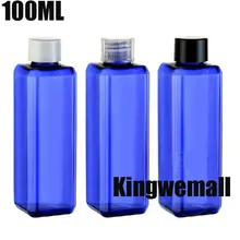 300 шт/партия 100 мл ПЭТ бутылка, квадратное плечо пластиковая внутренняя бутылка, синяя емкость для лосьона R20-100ml