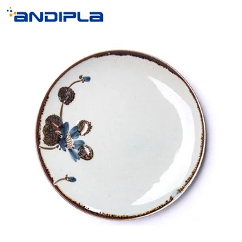 

Japanese Style Ceramic Plate Hand Painted Floral Pattern Home Creative Tableware Spaghetti Big Dishes Sushi Saucer for Dinner