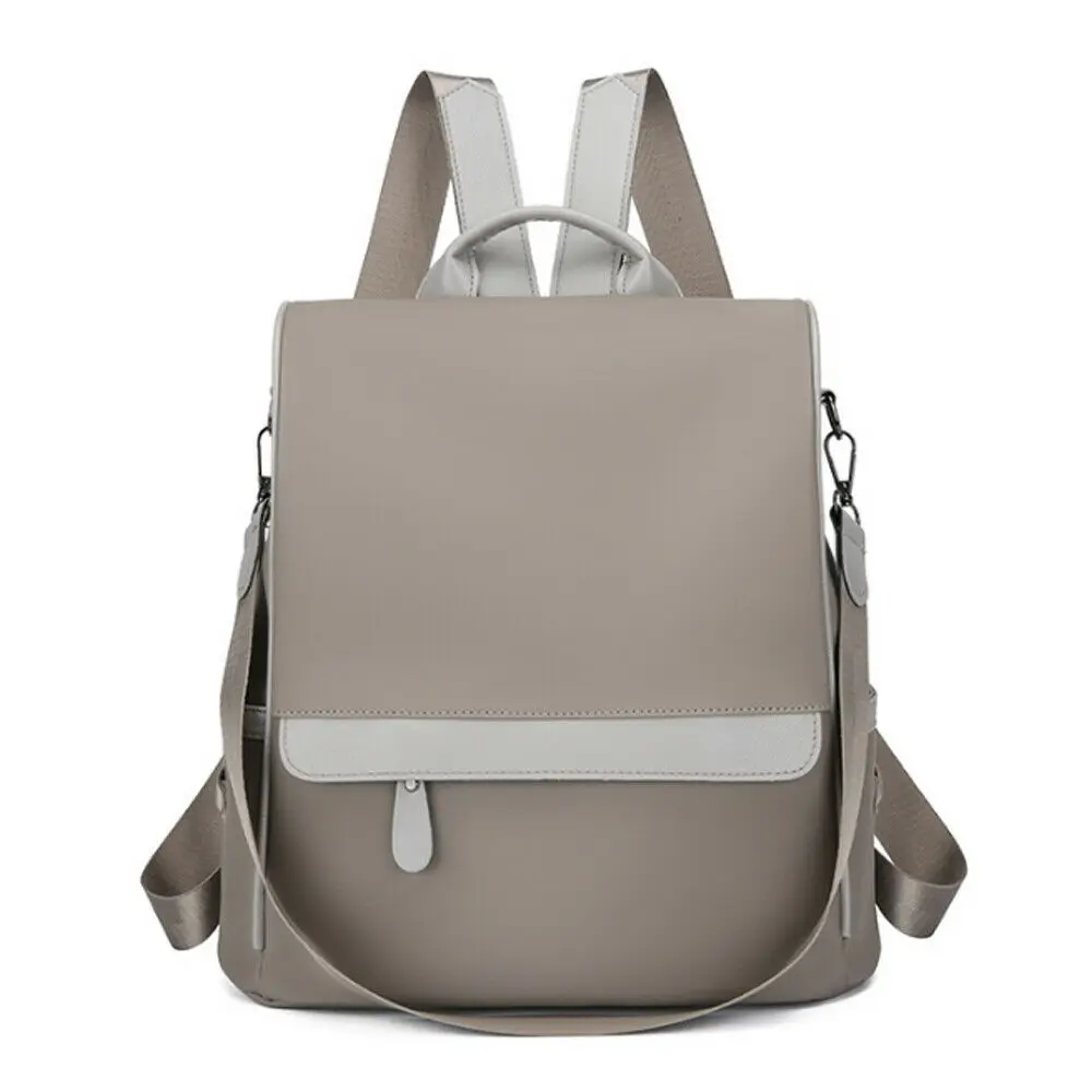 Женская мода Оксфорд твердый рюкзак на молнии Женская Противоугонная Водонепроницаемая портативная дорожная школьная сумка стиль - Цвет: Khaki