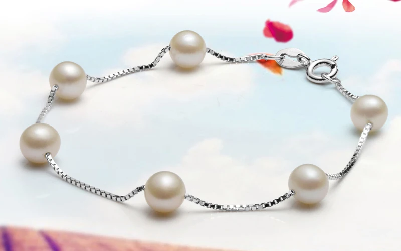 Sinya 925 sterling silver Bracelet Anklet with natural pearls for women girls Mom main length 16cm-19cm optional best Promotion (3)