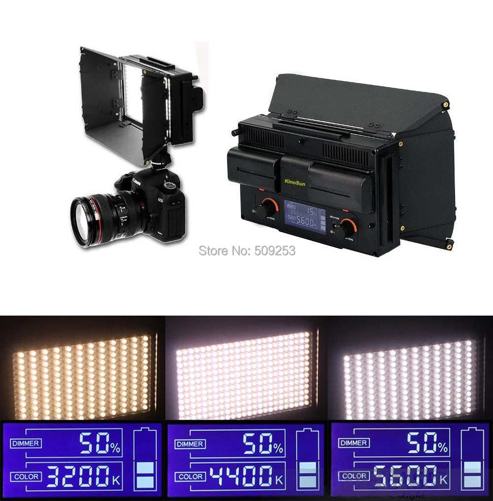 New Led312ds Bicolor On Camera Light +2* Batteries Lcd Screen 312 Leds