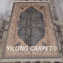 Yilong 4'x6' персидкий Шелковый коврик ручной работы медальон Синий Шелковый ковер с восточным рисунком в продаже(ZQG049A4x6