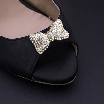 

1PC High-end Schoenen Accessoires Rhinestone Glans Kristal Diamant Parel Boog Schoenen Clip Gesp 4.5*2.5cm