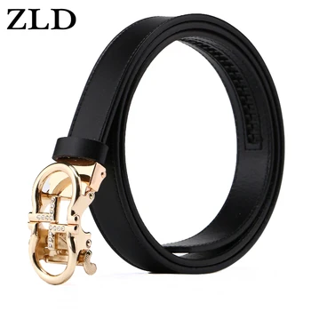 

ZLD Women Belts Luxury Famous Designer Brand High Quality cow Genuine Leather Strap gold Automatic Buckle Belt for Dress
