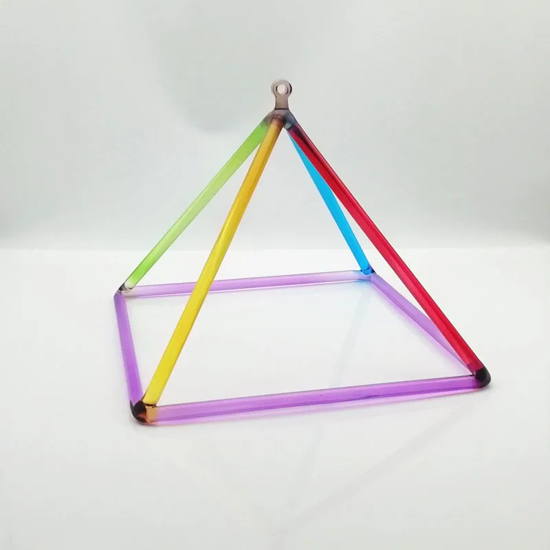 

HF 5 inches or 6 inches Rainbow Colored Clear Quartz Crystal Singing Pyramid for sound Healing