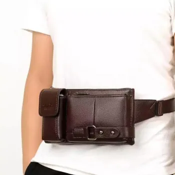 

2019 Waist Bag featuring fashion and leisure sports multi-function PU stitching chest bag student cross bag belt bag/0.8