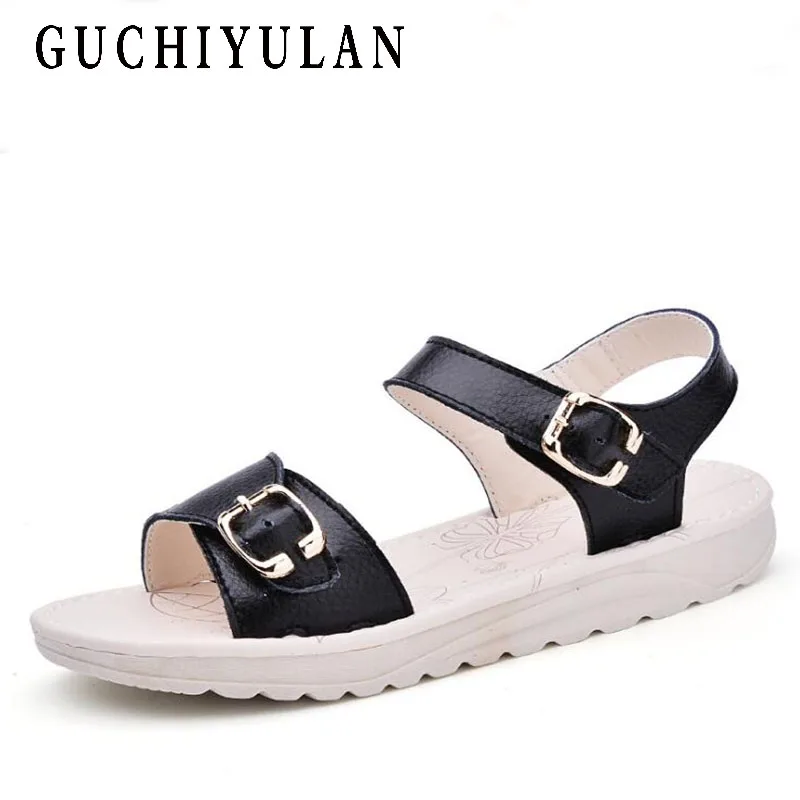 

Genuine Leather Ladies Slippers Shoes Outside Fashion Word Cool Sandals Summer Casual shoes Cow Leather Woman Flat Heel Sandals