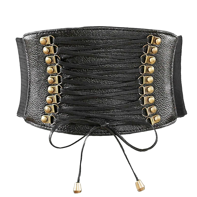

Vintage Steampunk Corset Leather Belt for Women Gothic Lace Up Underbust Corset and Bustiers with Zip Waist Belt Shape Corselet