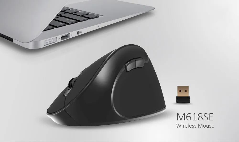 Delux M618se 2.4G Wireless Mouse Ergonomic Vertical 6 Buttons 1600Dpi Optical Office Computer Mice Gaming Foroverwatch Pc Laptop