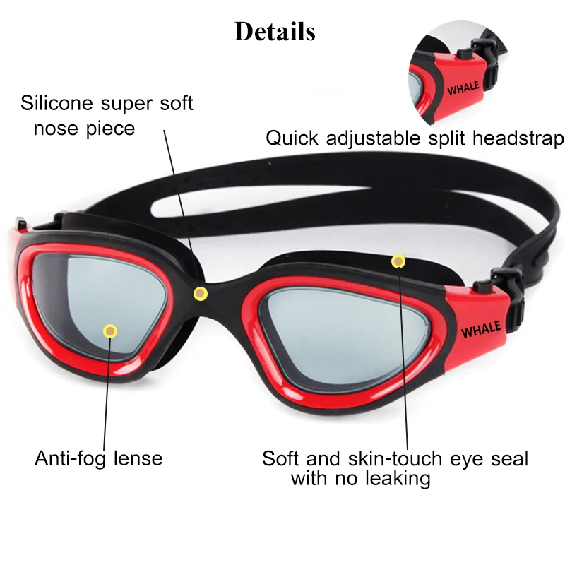 Swimming Goggles Clear Lens Adult Anti-fog UV protection for Men Women Waterproof Adjustable Silicone Glasses for Pool