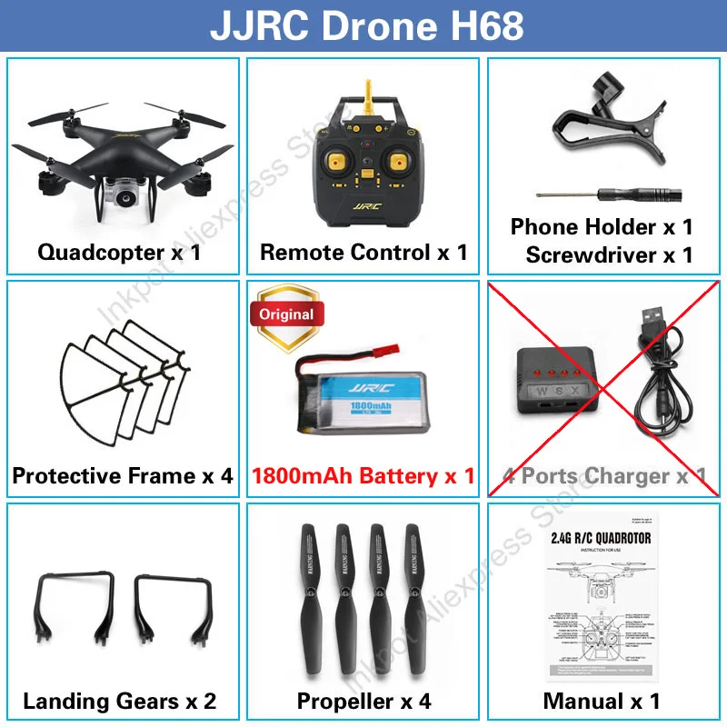 JJRC H68 Professional Drone с камерой Квадрокоптер 720 P Wifi FPV RC Квадрокоптер Дрон вертолет 20 минут Время полета - Цвет: H68-Black-1B