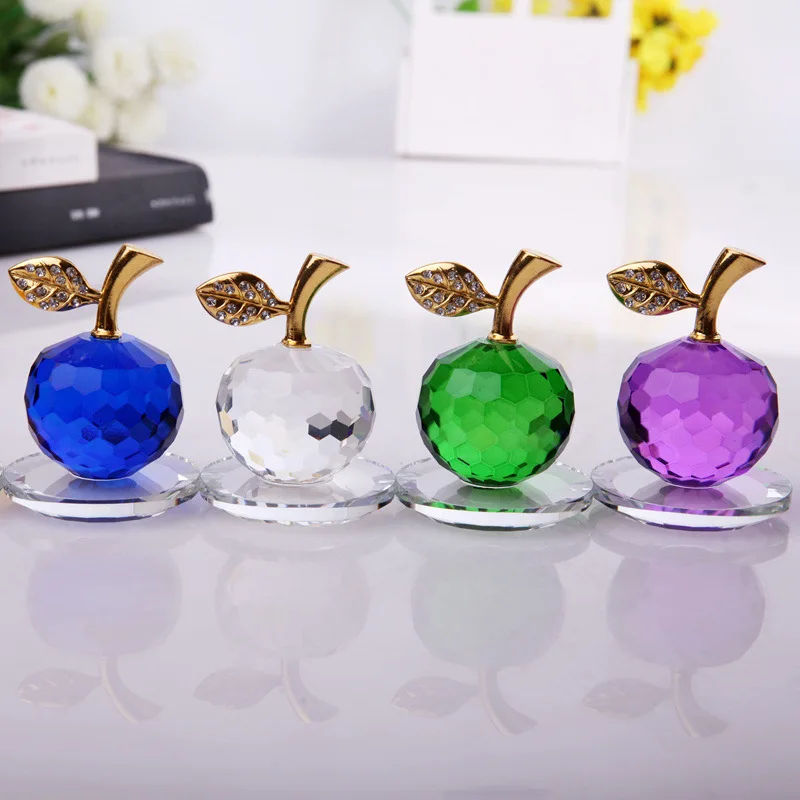 

Crystal Apple Figurines Glass Fruit Paperweight Art&Collection Table Ornament Home Wedding Decor Lady Kids Gifts Xmas gifts