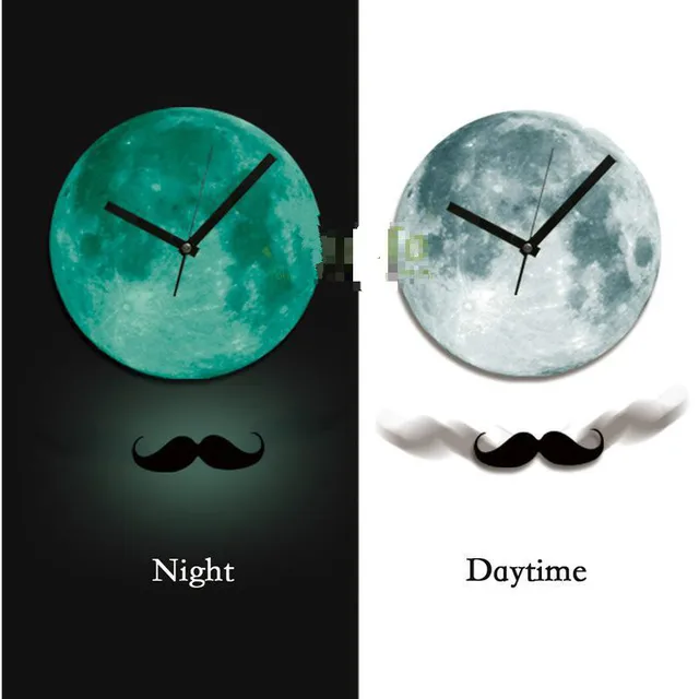 30cm wall sticker creative wall clock moonlight sticker glow in the