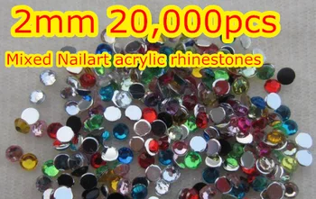 

2mm 20,000pcs Mixed Colors Acrylic rhinestone flatback for mixed normal colors nail art rhinestone