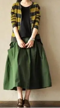 Осенне-зимняя женская юбка с высокой талией, однотонная плиссированная юбка, эластичная талия размера плюс, Повседневная Длинная льняная винтажная юбка макси - Цвет: 2