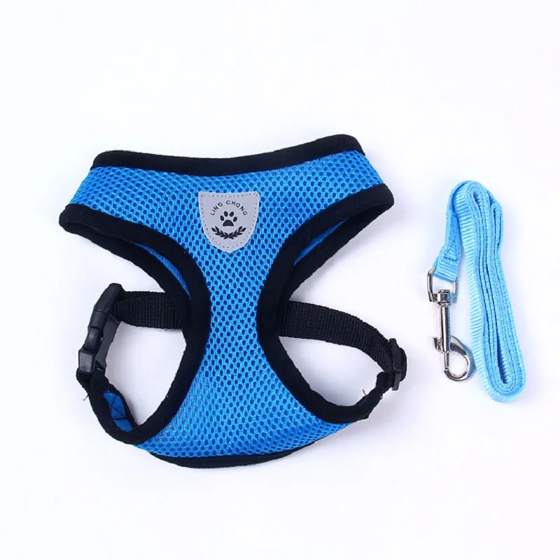

Dog Harness Pet Vest Harness New Soft Breathable Air Nylon Mesh Puppy Dog Pet Cat Harness and Leash Set