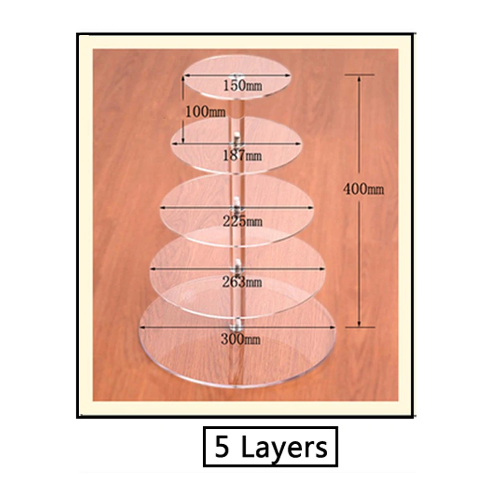 3-7 Ярусов Прозрачный Акриловый Торт Стенд набор круглый держатель Подставка для кексов Свадьба День Рождения Вечеринка Кубок торт дисплей подставки украшения инструменты - Цвет: 5 layers