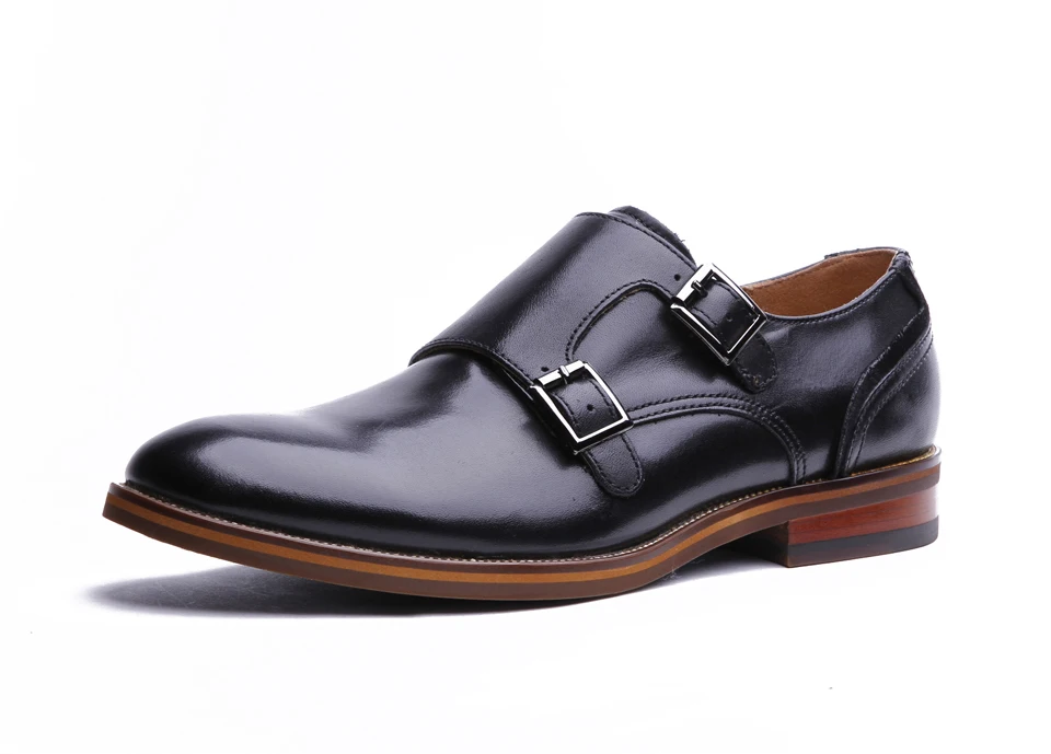 DESAI Brand Men Shoes Genuine Leather Black Brown Formal Dress Double Monk Buckle Straps Wedding Brogues Shoes Zapatos Hombre 14